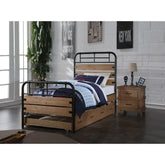 Adams Antique Oak & Gunmetal Twin Bed Model 30610T By ACME Furniture